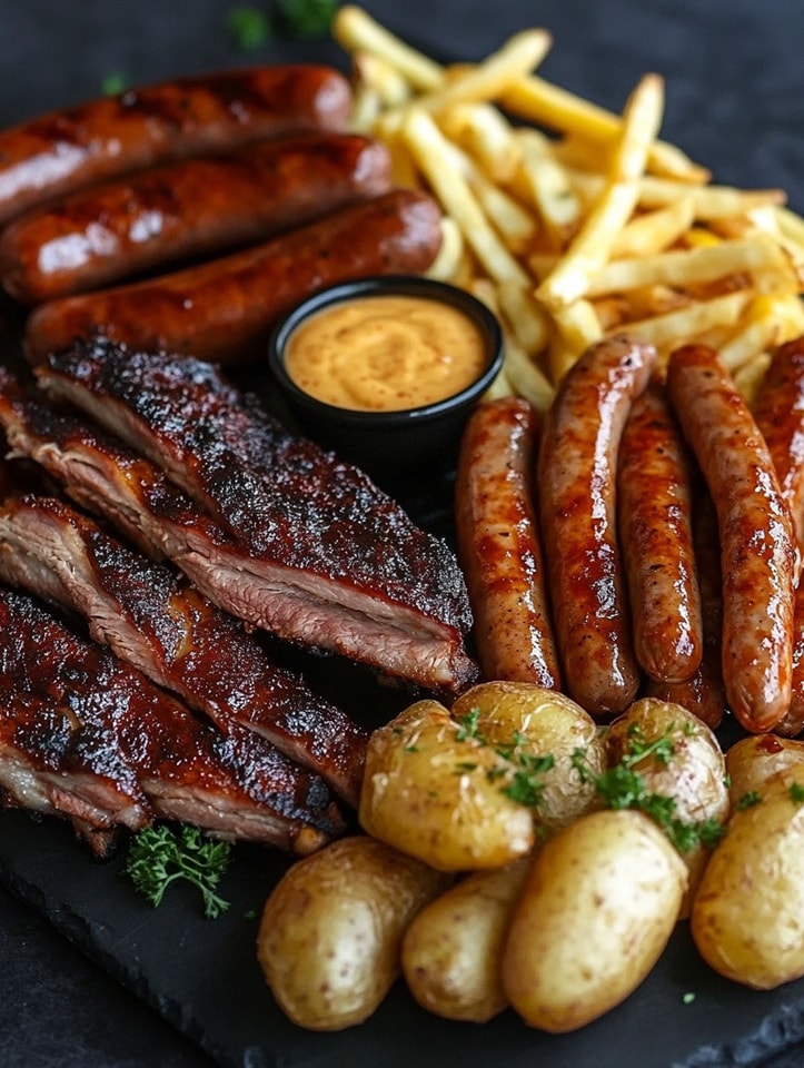 Mixed Grill & Fries with Zesty Mayo Dip