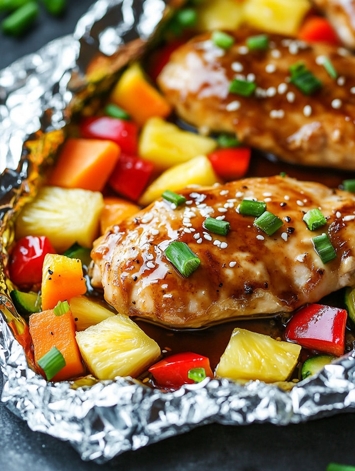 Teriyaki Chicken and Pineapple Foil Packets