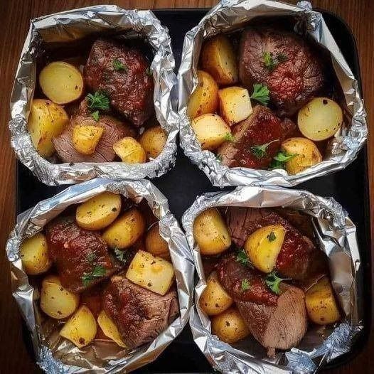 Butter Steak and Potato Foil Packets