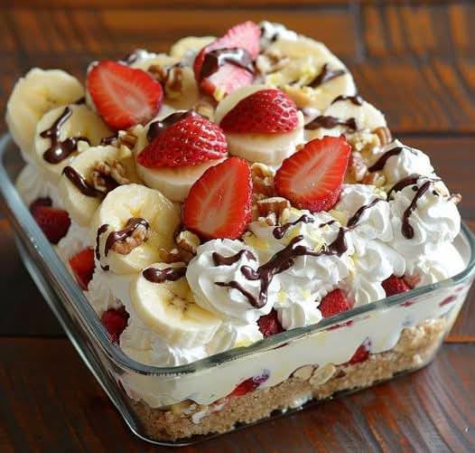 No-Bake Banana Split Cake Recipe