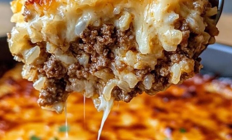 Cheesy Ground Beef and Rice Casserole