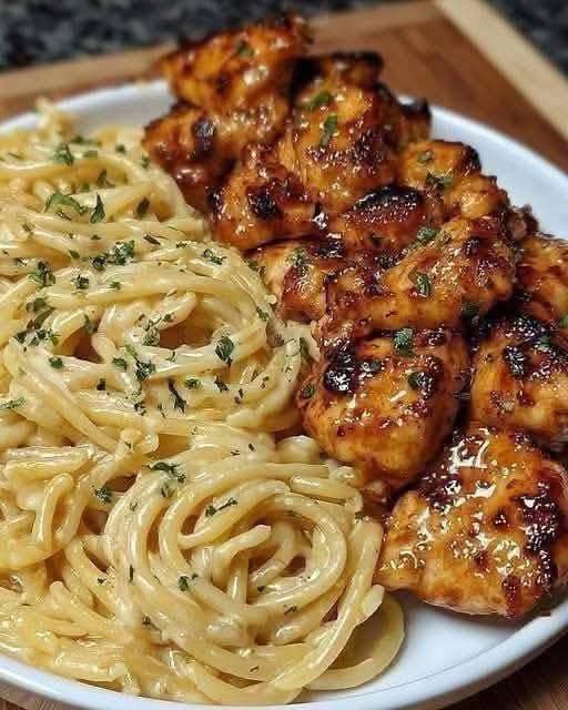Lemon Garlic Butter Chicken with Creamy Parmesan Pasta