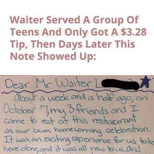 A .28 Tip That Upset a Waiter — Until an Unexpected Letter Arrived Days Later