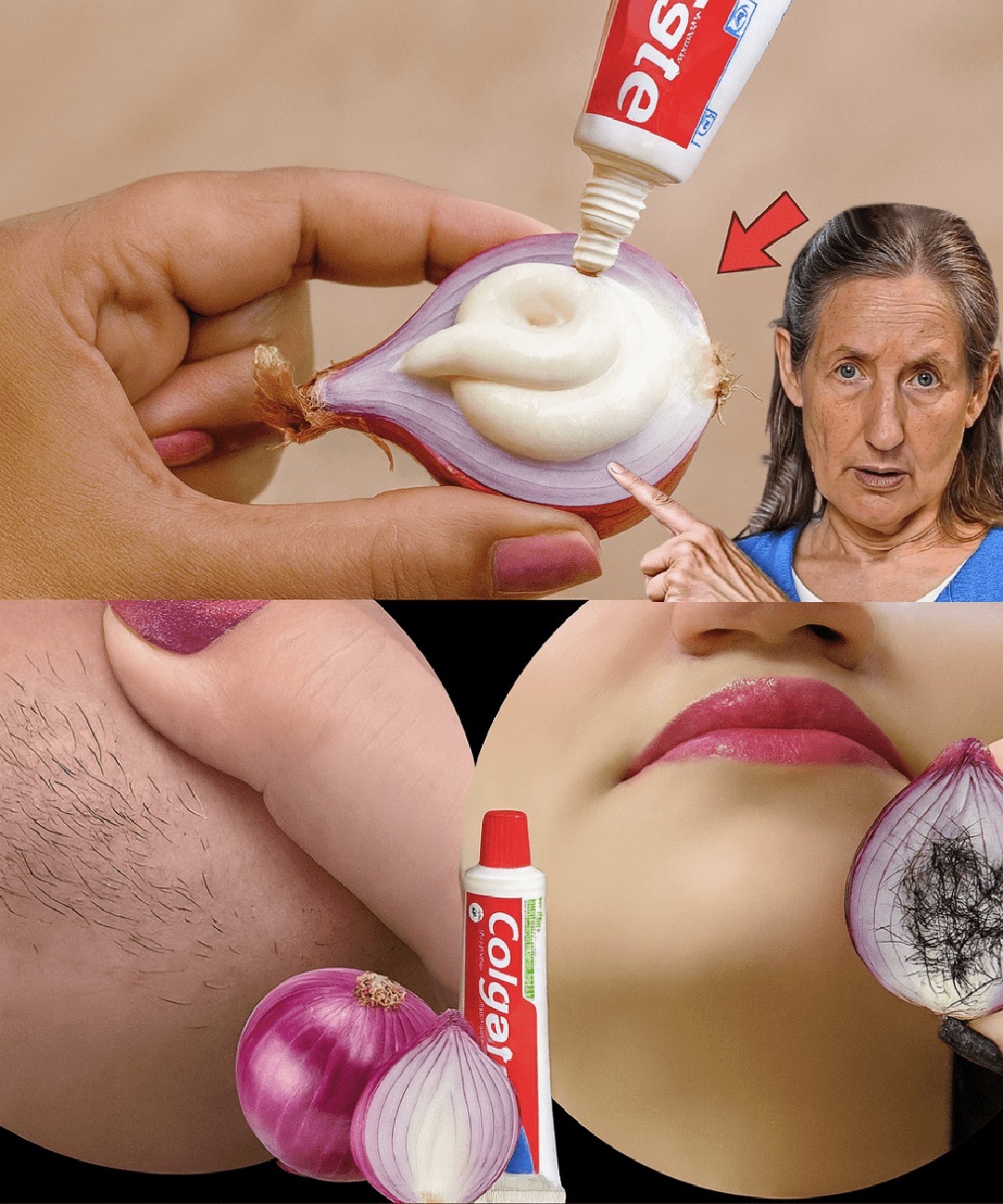 Toothpaste and onion for natural hair removal